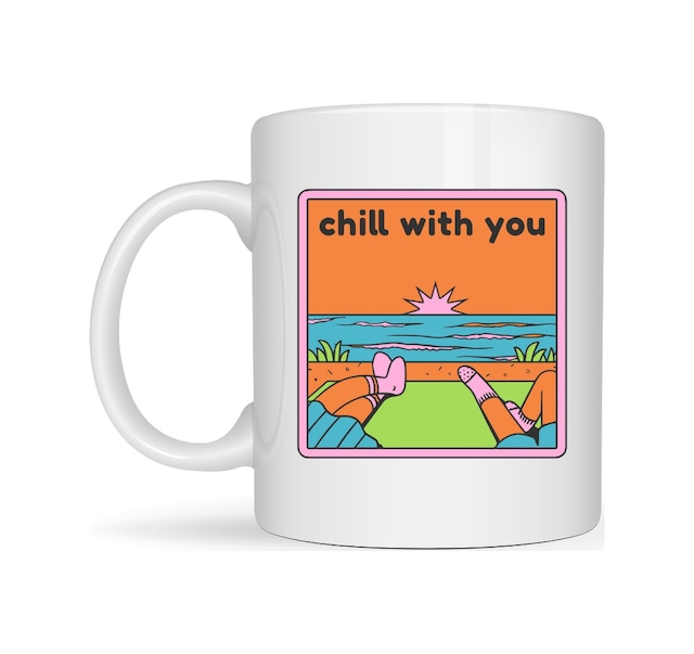 Kupa & Bardak Chill With You Tasarımlı Porselen Kupa Model 35 - Sıcacık Anlar İçin Özel Tasarım Kahve Kupası