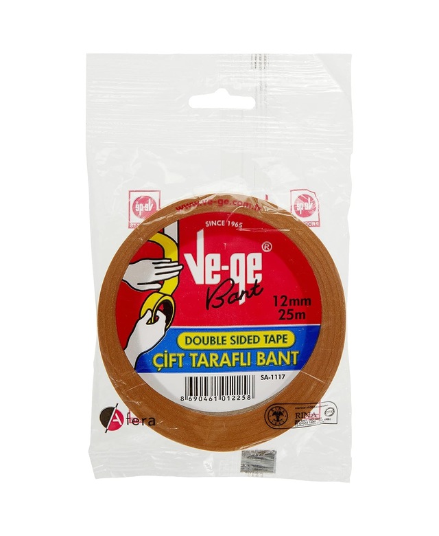 Ve-ge Çift Taraflı Bant - Askılı, 12 Mm X 25m Diğer