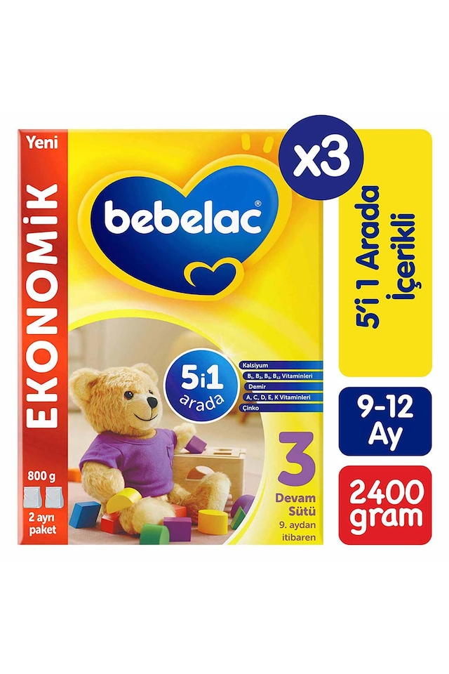 Bebelac 3 Devam Sütü 800 G 3 Adet
