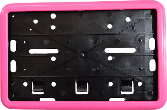 Çerçeveli Motor Plakalık Plaka Altlığı Pembe 17x26 Cm