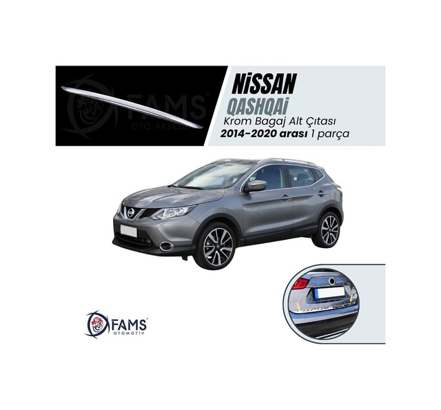 ﻿Nissan Qashqai Krom Bagaj Alt Çıta 2014-2020 Arası Paslanmaz Çelik