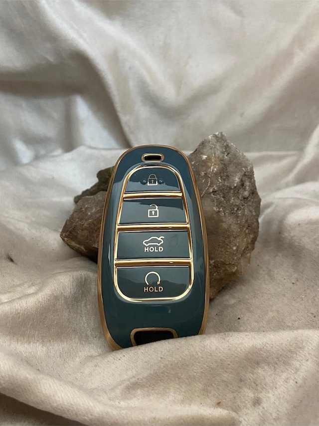 Gma Keys Lüx Hyundai 2021-22 Yeni Tucson Santa Fe Nano Anahtar Kılıfı Gri Gold Altın Renk