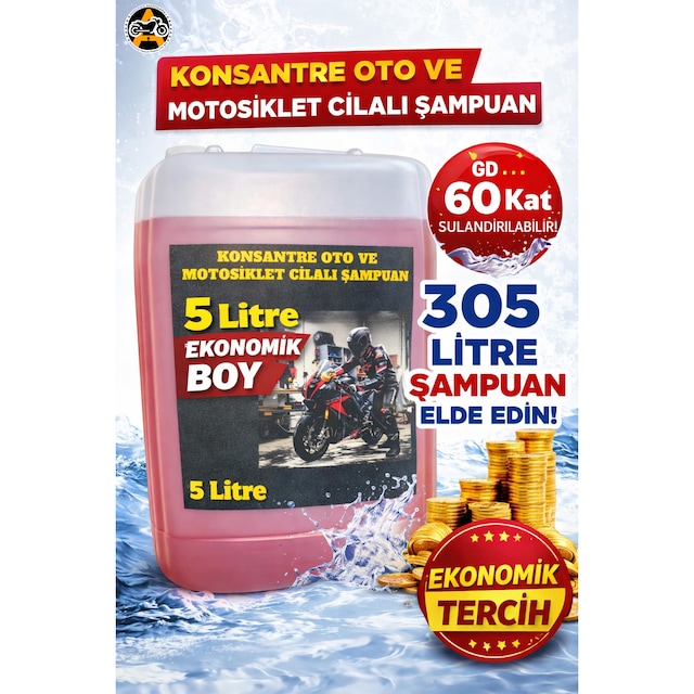 60 Kat Sulandırılabilir Konsantre Oto Ve Motosiklet Şampuanı Pembe
