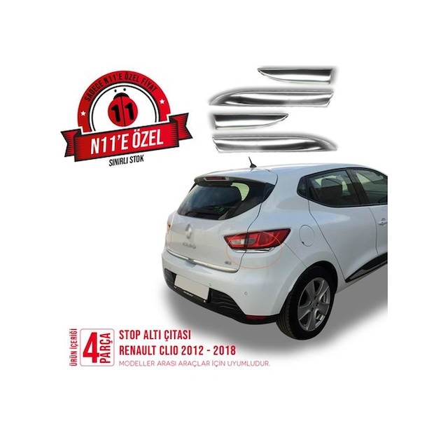 intakrom Renault Clio 4 Krom Stop Alt Çıtası 4 Parça 2012 -2018 N11.3545