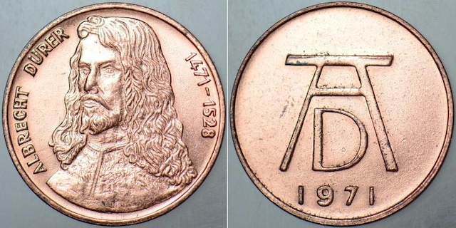 Almanya Albrecht Dürer 500. Yıl Temalı 1471 - 1971 Mini Madalyon. 18 Mm Çapında Bakır. Çilaltı Kondisyon. Teşhir Ürün