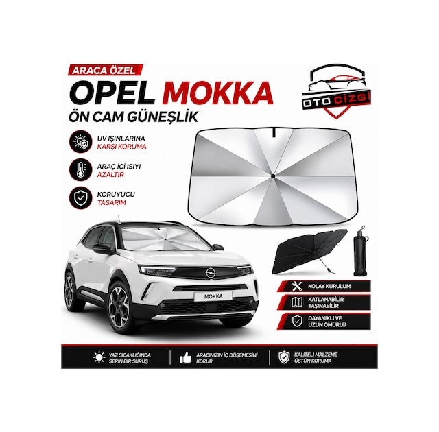 Opel Mokka Şemsiye Tip Ön Cam Güneşliği Katlanabilir Uv Korumalı Araç Cam Güneşlik