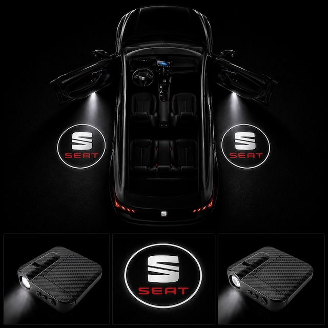 Seat Kapı Altı Logo Projektör Led Işığı 2'li Set Pilli Kablosuz Kapı Karşılama Lambası