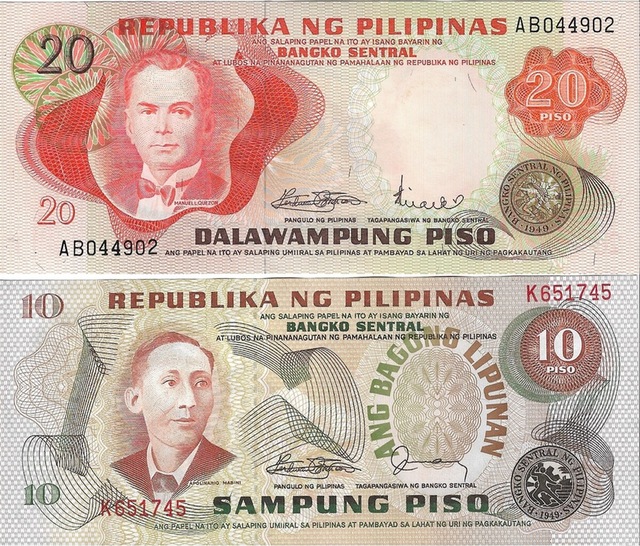 Filipinler 1981 Yılı 10/20 Piso Yabancı Kağıt Para Set Çil Unc Koleksiyon Para