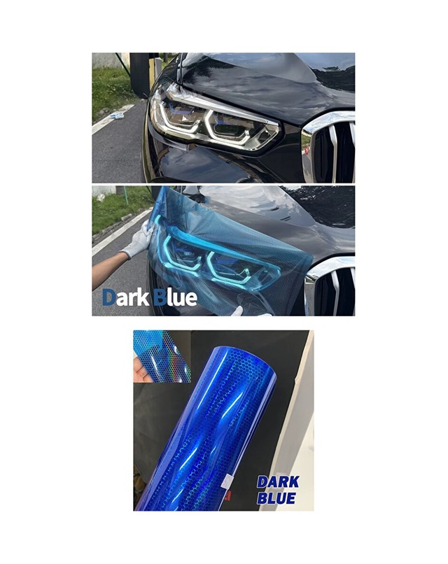 Hologram Koyu Mavi Petek Desen Far Stop Filmi Far Folyosu Far Çizik Çizilme Engelleyici 100cmx30cm