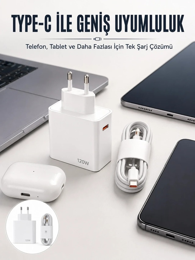 Ers Type-c 120w Şarj Aleti Hızlı Şarj Turbo Yeni Nesil