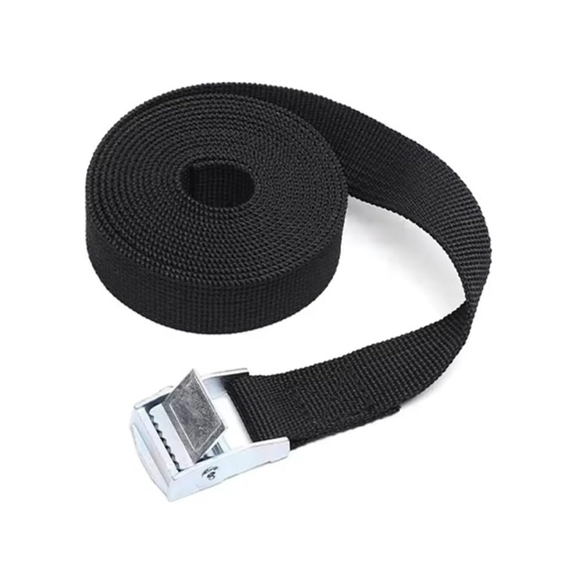 Siyah Polyester Bağlama Kayışı, Ayarlanabilir Metal Sabitleme Aparatlı, 1,5 Metre Uzunluk, 2,5 Cm Genişlik, Koli,