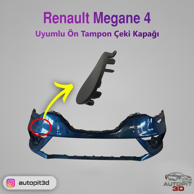 Renault Megane 4 2016 Uyumlu Ön Tampon Çeki Demiri Kapağı