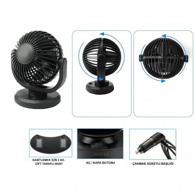 Vantilatör 12v Torpidoya Yapıştırmalı Tek Kademe 4inch T305c