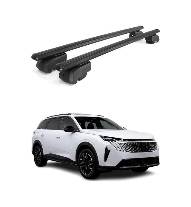 Peugeot 5008 Iıı 2024-2027 Arası Uyumlu Port Bagaj Taşıyıcı Ara Atkı Alüminyum Siyah 2 Parça