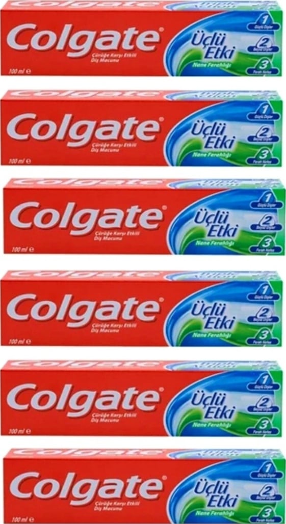 Colgate 3 Etki Çürüklere Karşı Naneli Diş Macunu 6 x 100 ML