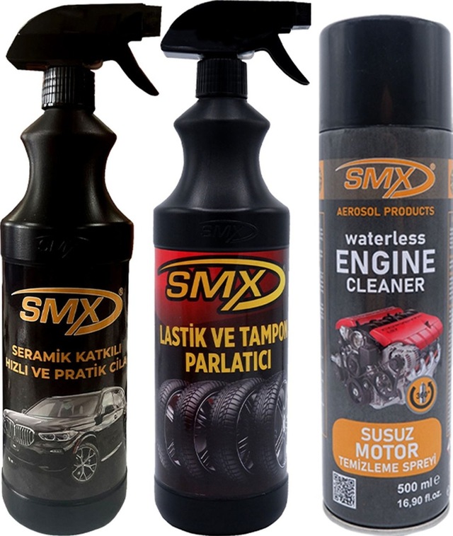 Susuz Motor Temizleme Spreyi + Lastik Ve Tampon Parlatıcı + Seramik Katkılı Hızlı Ve Pratik Cila