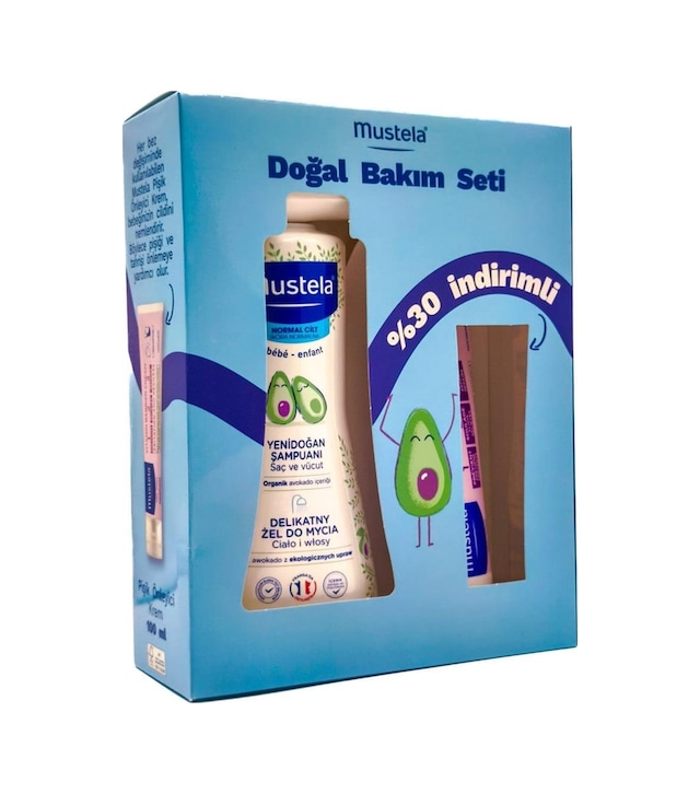 Mustela Doğal Bakım Seti Mustela Yenidoğan Şampuanı 500 Ml + Vitamin Bariyer 1.2.3 Pişik Kremi 100 Ml
