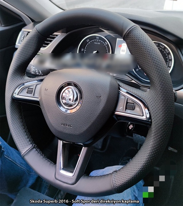 Skoda Superb 2015-2017 Araca Özel Dikmeli Direksiyon Kılıfı Arac