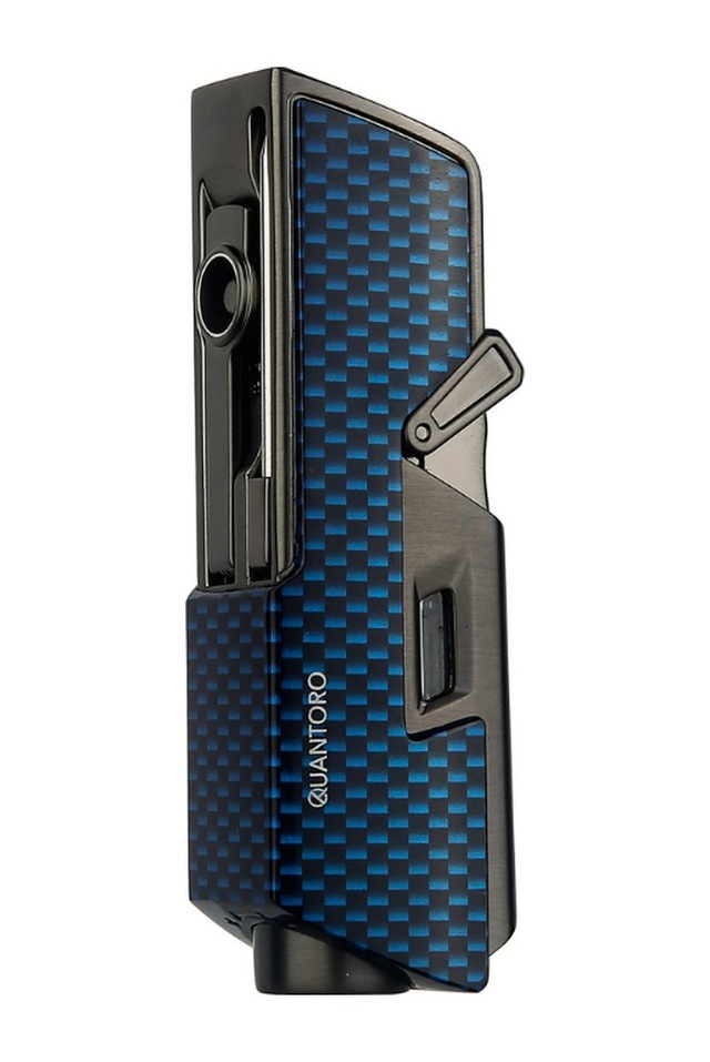 Quantoro Tek Torch Pürmüz Delicili/iğneli Mavi Karbon Metal Puro Çakmağı - Trz1106