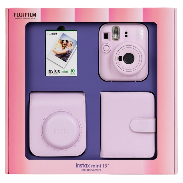 Instax Mini 13 Pembe Fotoğraf Makinesi 10'lu Film Kare Albüm + Deri Kılıf Bundle Box