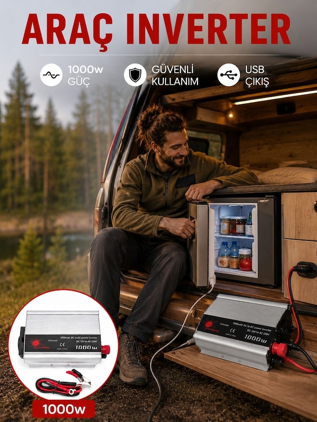 1000 Watt Oto İnvertör Elektrik Dönüştürücü Ev Tipi Priz - Lisinya