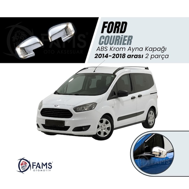 Ford Courier Abs Krom Ayna Kapağı 2014-2018 Arası 2 Prç. Paslanmaz Çelik