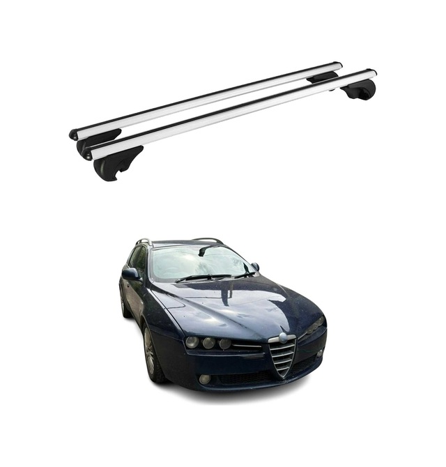 Alfa Romeo 159 Sportwagon 2006-2011 Arası Uyumlu Port Bagaj Taşıyıcı Ara Atkı Alüminyum Gümüş 2 Parça