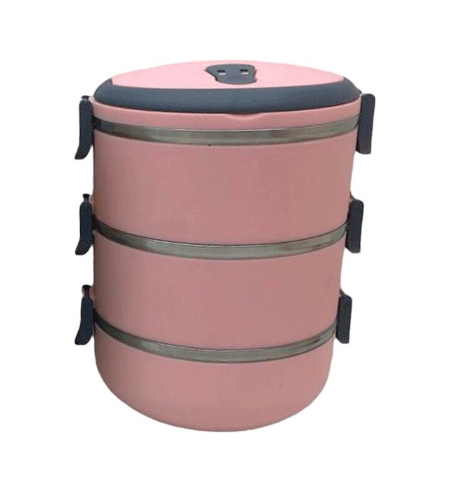 Yemek Termosu Açık Pembe 3lü Sefer Tası Saklama Kabı 1.8lt