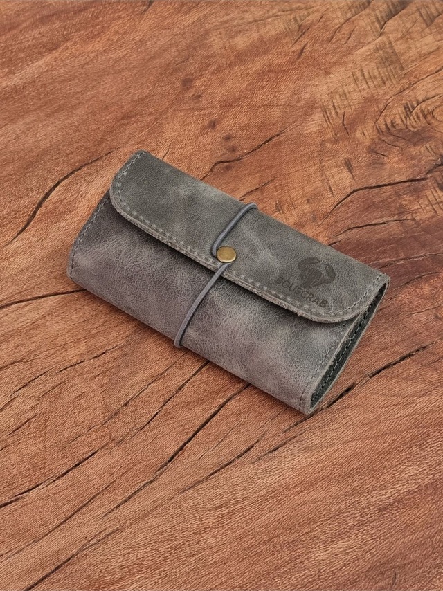 Tütün Kesesi Cüzdan Tütünlük Gerçek Deri Gri Açık Boyut: 13cm 19cm Kapalı Boyut: 7cm 13cm