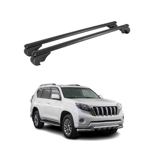 Toyota Land Cruiser Prado J150 2009-2023 Arası Uyumlu Port Bagaj Taşıyıcı Ara Atkı Alüminyum Siyah 2 Parça
