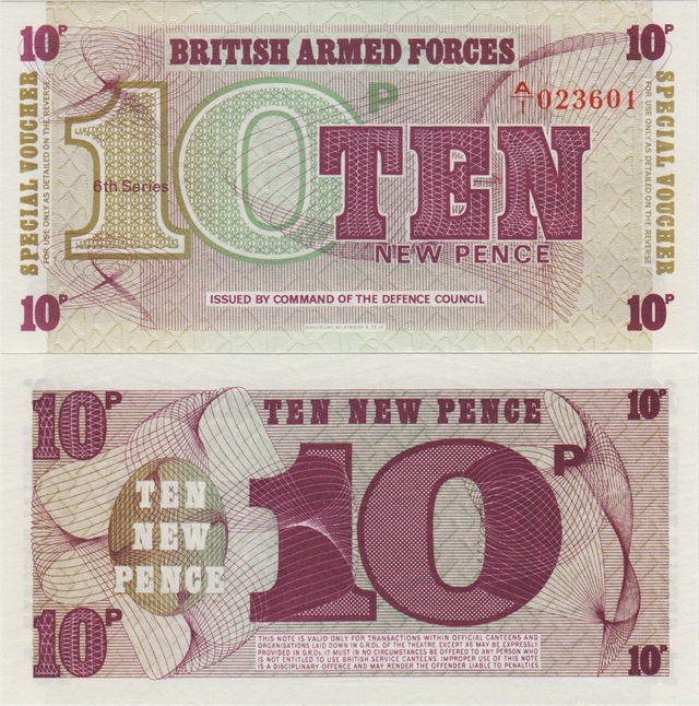 Birleşik Krallık 10 Pence 1972 İngiltere. Silahlı Kuvvetler Kullanımı İçin. Çil.