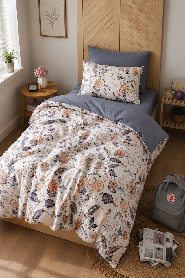 Mystory Home Lastikli Çarşaflı Tek Kişilik Nevresim Takımı Etro