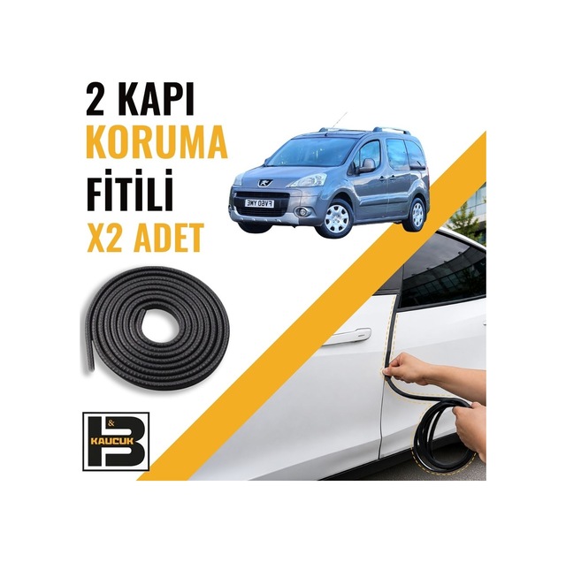 Peugeot Partner Tepee 2009-2018 Kapı Koruma Fitili-iki Kapı-siyah-bm1143