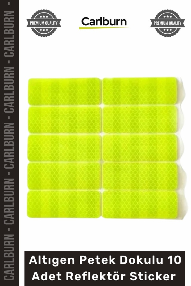 Reflektör Honeycomb Reflektif Güvenlik Bandı Altıgen Petek Dokulu 10 Adet Reflektör Sticker Seti