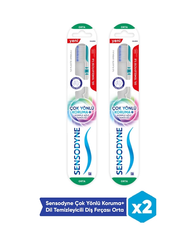 Sensodyne Çok Yönlü Koruma+ Dil Temizleyicili Diş Fırçası Orta 2'li