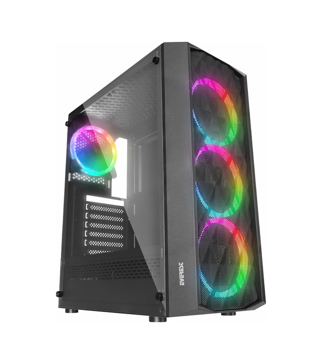 Everest BUMPY Mid Tower ATX RGB Black 600W PSU