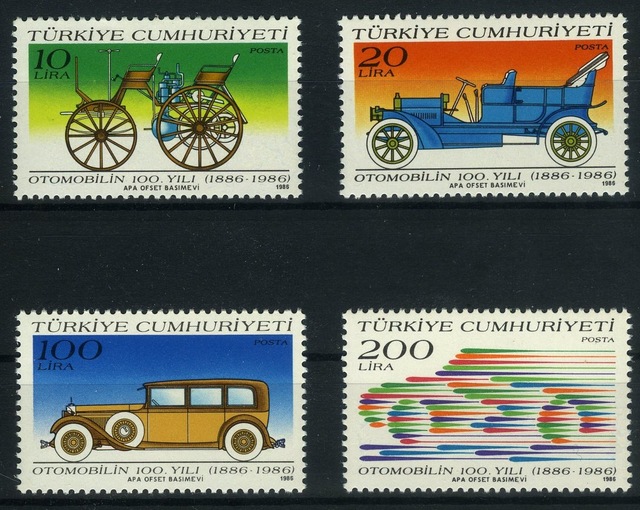 Koleksiyon Pulları,1986 Tc Otomobilin 100.yılı,damgasız 4 Pul Tam Seri,n11-19 Teşhir Ürün