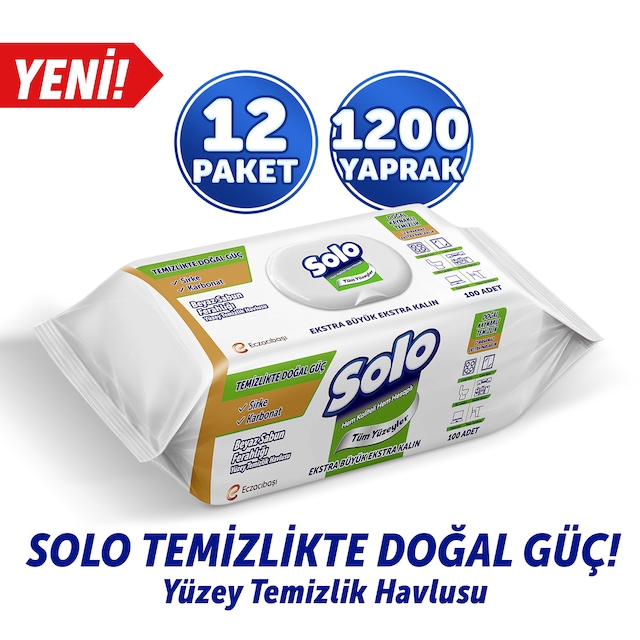 Solo Beyaz Sabun Ferahlığı Yüzey Temizlik Havlusu 12'li