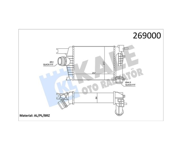 Turbo Radyatörü Kale 050cac060 Renault Clio Iv 2012-2021 / Captur I 2013-2019 / Dacia Duster 2013-2017