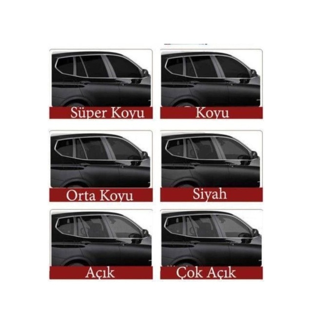 100 Cm X 2 Metre Çok Açık Siyah Çizilmez Cam Filmi 0.5 Numara %50 Geçirgenlik Ön Cam Filmi