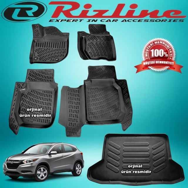 Honda Hrv 3D Paspas+3D Bagaj Havuzu Siyah 2016-2020 Arası Rizline N11.7834