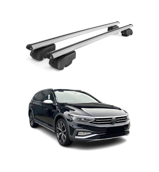 Vw Passat B8 Alltrack 2015-2023 Arası Uyumlu Port Bagaj Taşıyıcı Ara Atkı Alüminyum Gümüş 2 Parça