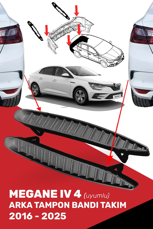 Megane 4 Iv Uyumlu Arka Tampon Bandı Takım 850768508r-850760115r