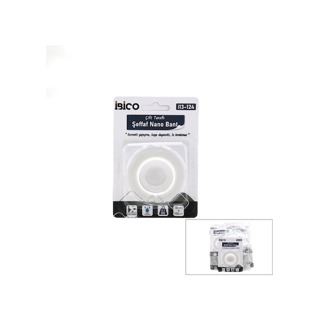 İbico İ13-124 Nano Bant Şeffaf Çift Taraflı 1.8 Cm X 1 M - Maksimum 5.5 Kg- 12'li Paket Diğer