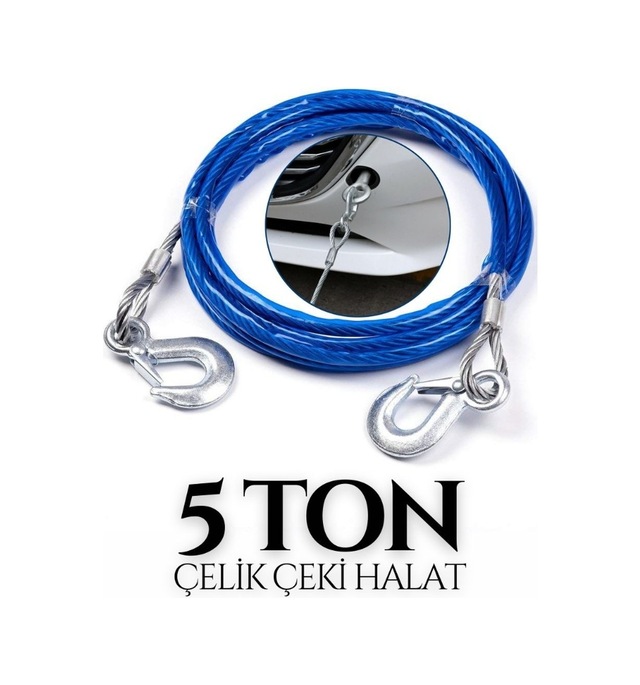 Drs Tuning Oto Çekme Halatı Kancalı 5 Ton İzoleli Çelik Malzeme