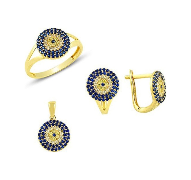 Sosyete Gözlü Üçlü Set 5.75 Gram 14 Ayar Altın