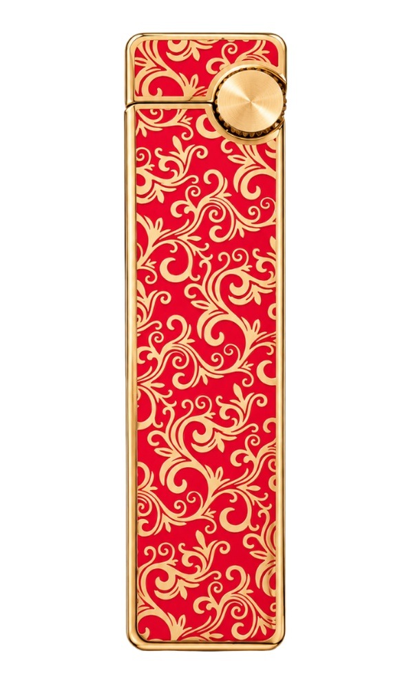 Hunter Soft Flame Kırmızı Gold Desenli Slim Metal Çakmak Ack058