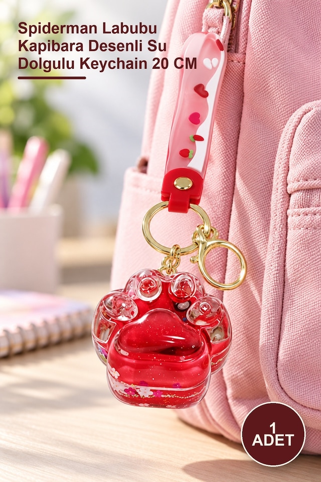 1 Adet Sulu Silikon Anahtarlık Spiderman Labubu Kapibara Desenli Su Dolgulu Keychain 20 Cm
