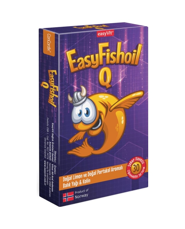 Easyfishoil Q Kids dha Kolin B6 B12 Vitamini ve Folik Asit Çiğnenebilir 30 Tablet