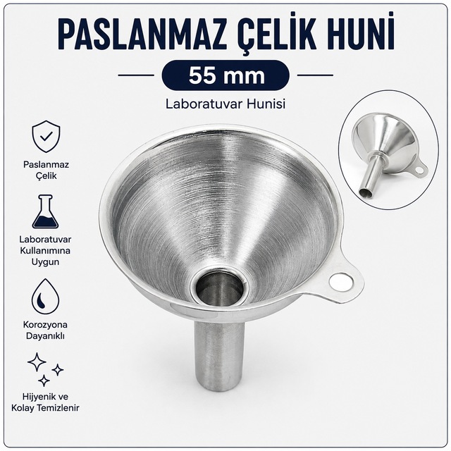 Huni Paslanmaz Çelik 55 Mm-laboratuvar Hunisi